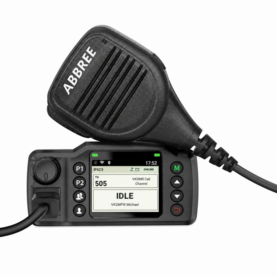 ABBREE branded 8900 POC radio displaying the IPSC3 interface
